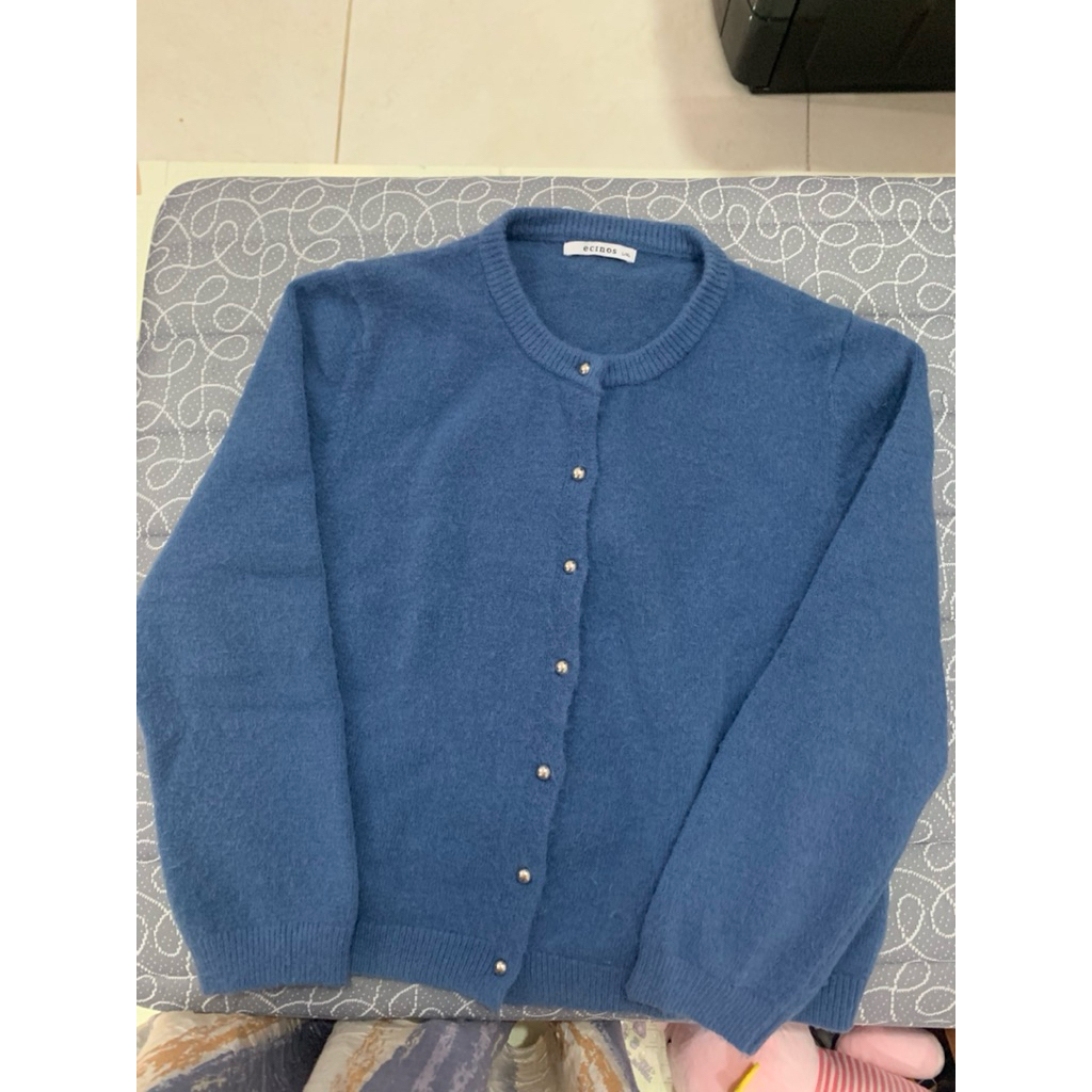 jennie wool knitted cardigan ecinos blue ocean