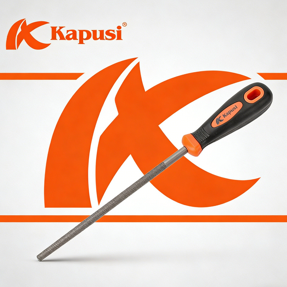 Kapusi kikir Besi Gagang Karet Bulat 8 inch / kikir Besi Bulat 8 inch/Kikir Besi 8 inch K-3761