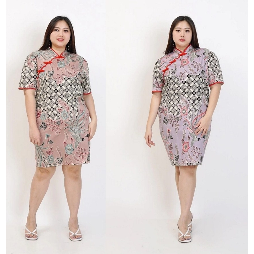BAJU IMLEK DRESS WANITA JUMBO BIG SIZE 32A ORIENTAL CHEONGSAM CHINESE XXL XXXL LD 120cm PESTA KONDAN