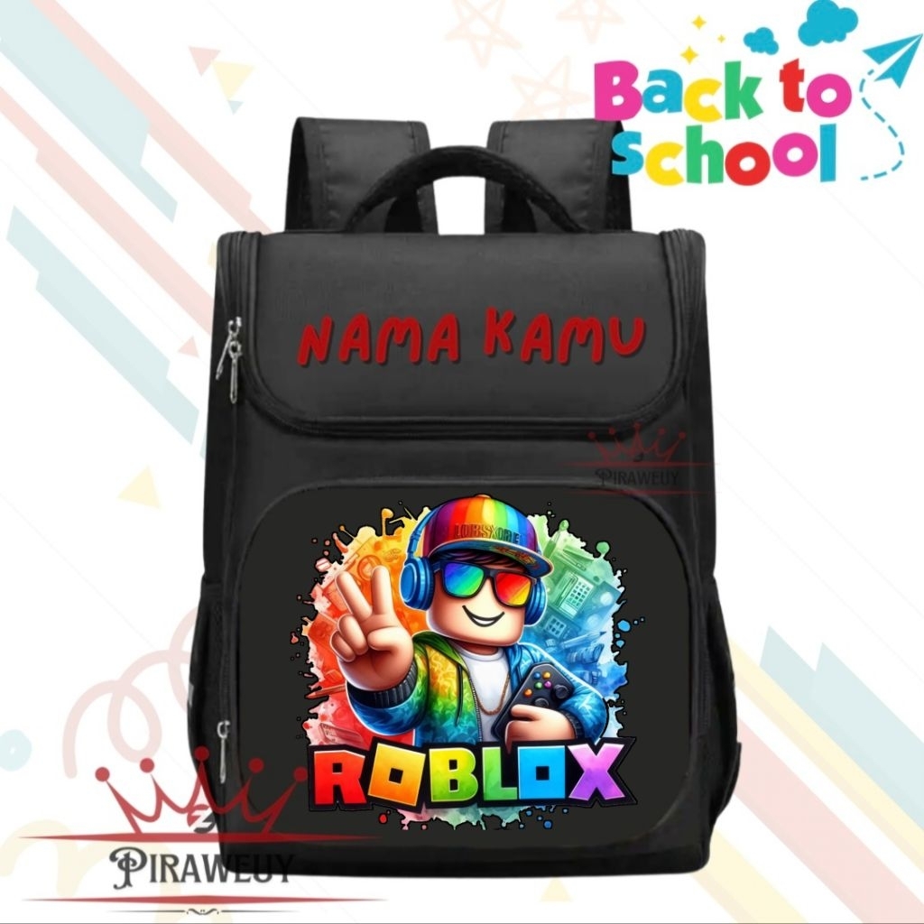 Tas Sekolah Anak Roblox Laki-Laki SD TK – Tas Ransel Karakter Roblox Custom Nama Premium