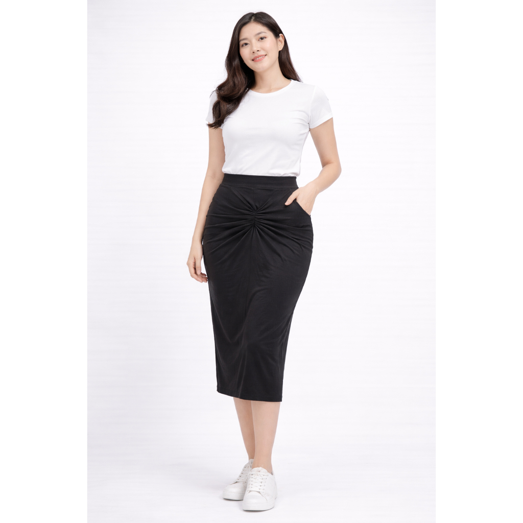 skirt express black rok midi hitam polos branded wanita
