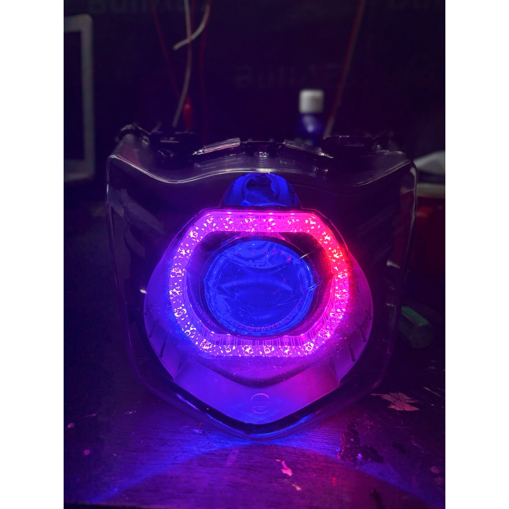 LAMPU DEPAN BILED BEAT KARBU BEAT 2008 AES TURBO EXPERINCE V2 RGB BILED BEAT