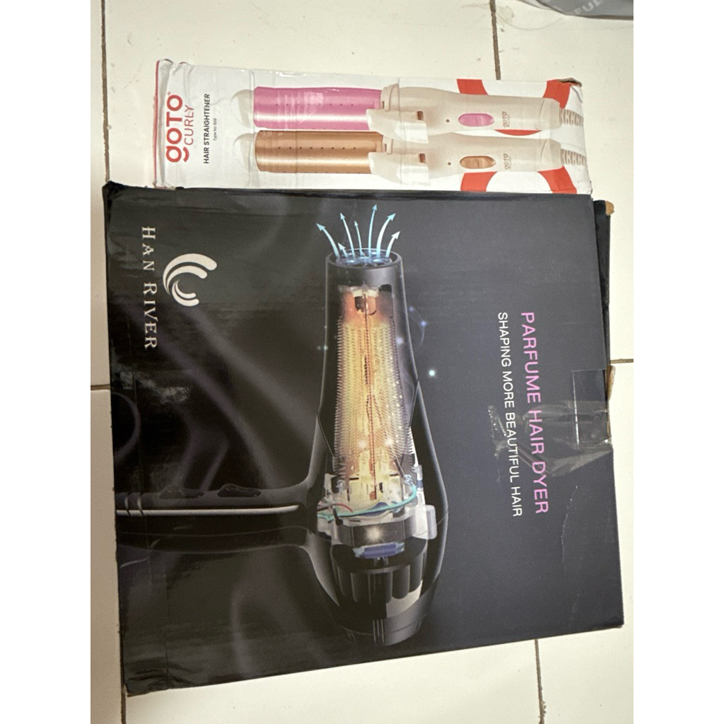 hair dryer han river & goto hair straightener curly