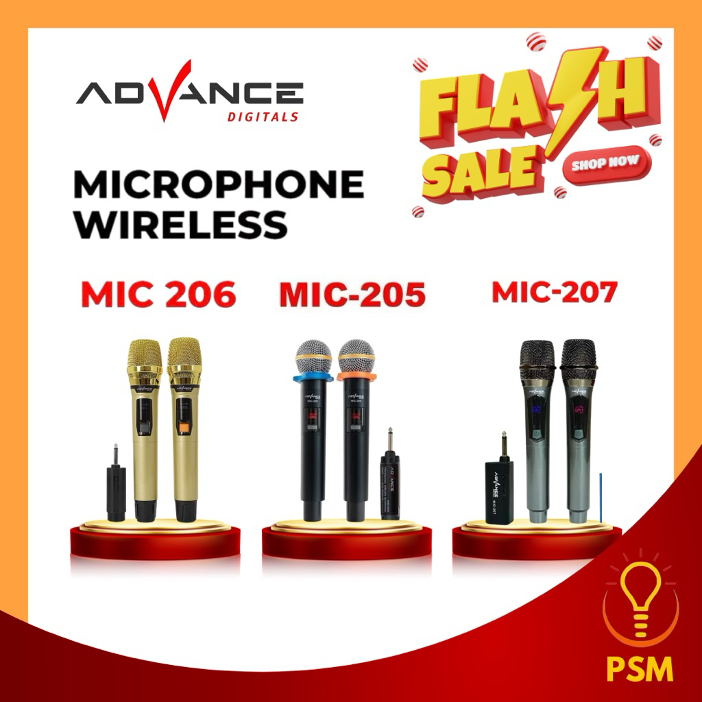 ADVANCE Wireless Microphone MIC-207 MIC 206 MIC-205 MIC KARAOKE BLUETOOTH