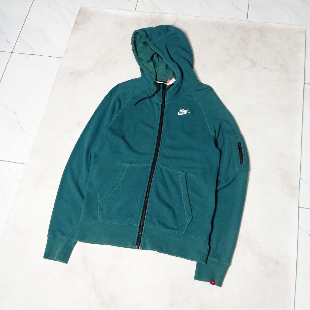 Jaket Zip Hoodie Nike Teal Pria Wanita Second Bekas