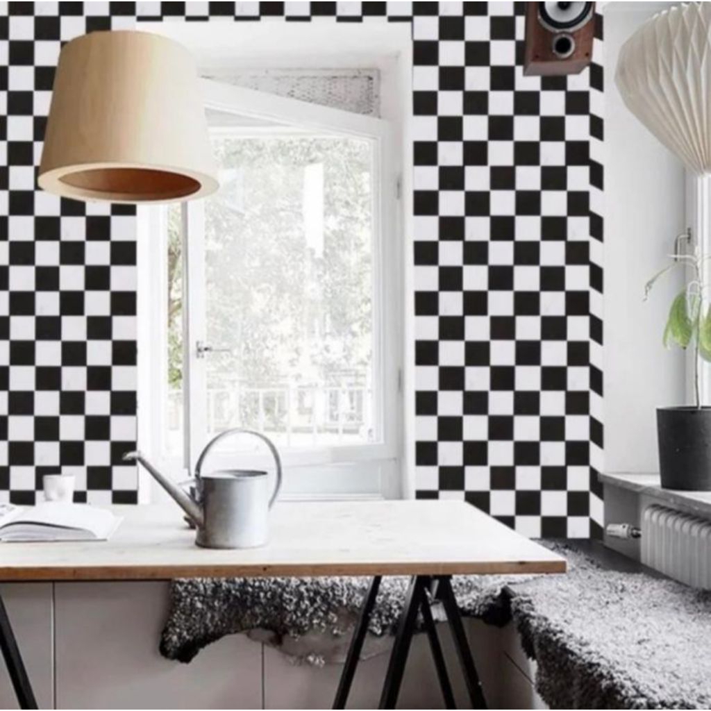 Wallpaper Sticker dinding motif kotak Catur