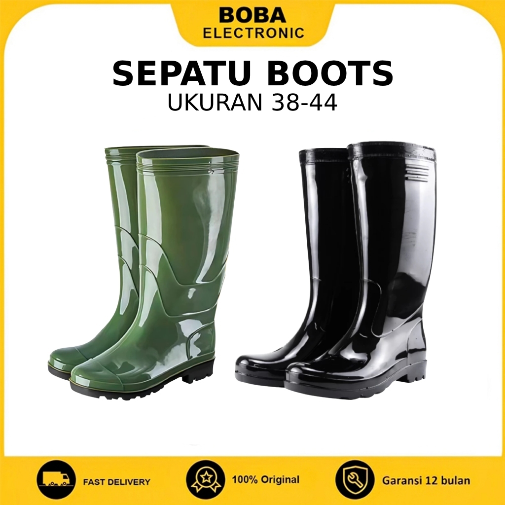 BOBA Sepatu Boot Sepatu Kerja Proyek Tinggi Karet PVC Berkebun Sepatu Boot Anti Slip Anti Air Sepatu