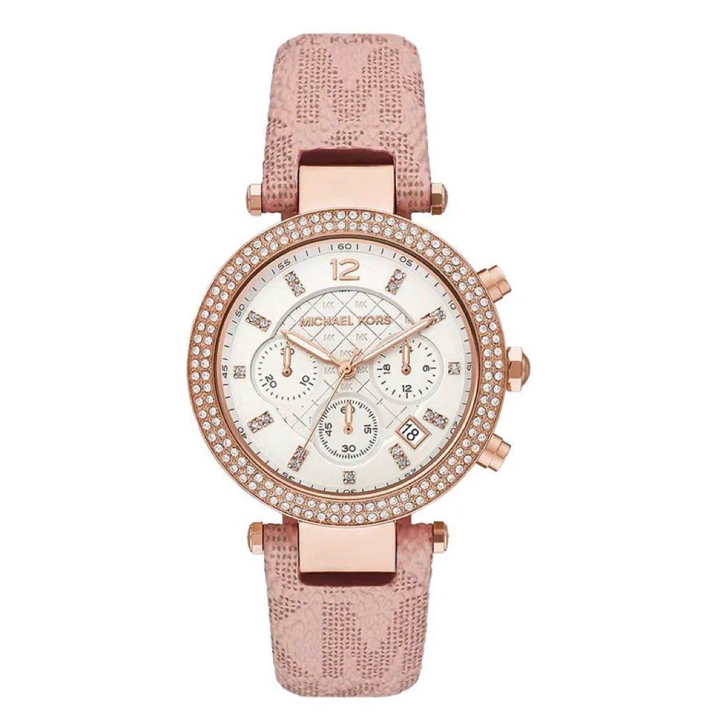 Jam Tangan Wanita MK6935 Chronograph Pink Leather Strap