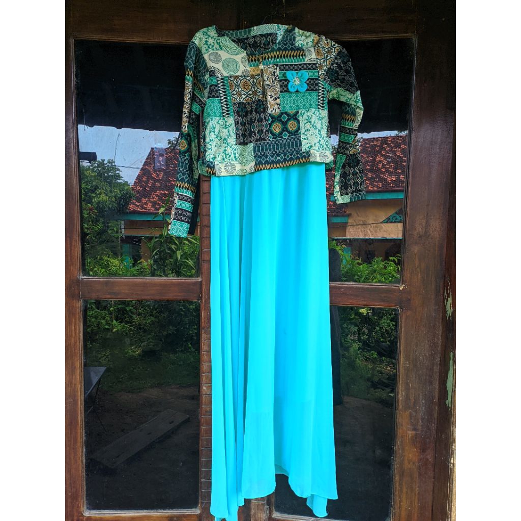 DRESS BATIK WANITA| DRESS BATIK BIRU | DRESS KONDANGAN|PRELOVED