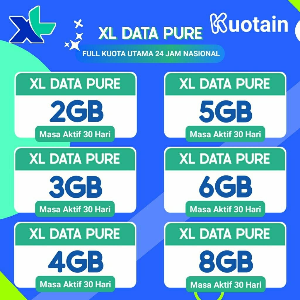 Kuota XL 30 Hari All Jaringan/Kuota XL Data Pure/XL Kuota Data Pure 30 Hari