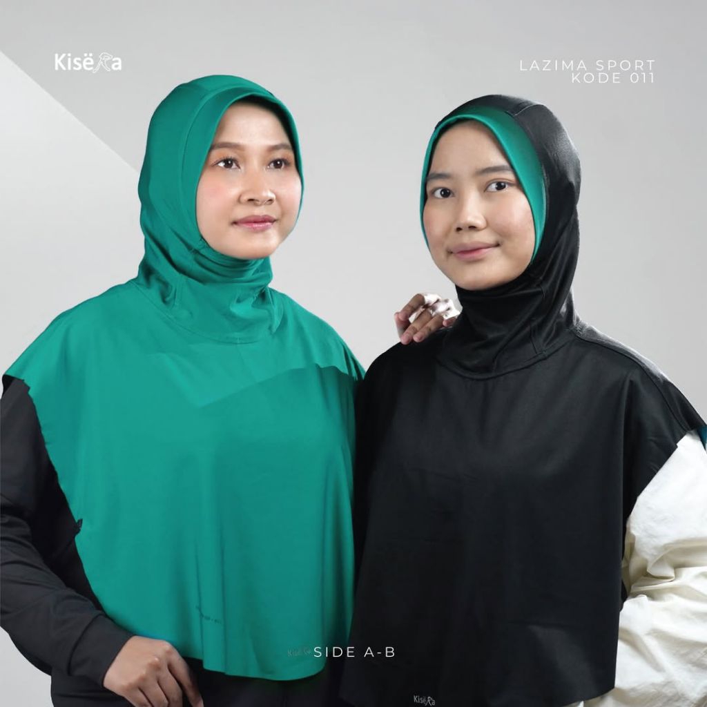 Kisera Kerudung Sport Rompi Bergo Hijab 2 Warna, Jilbab Praktis Cantik "Lazima Sport Rompi 00-011 M"