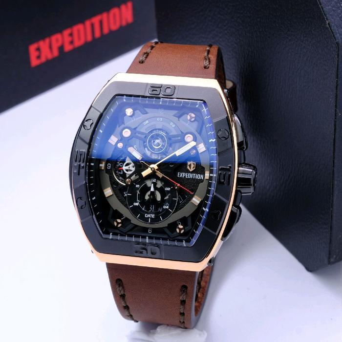 Jam Tangan Pria Expedition Exp 6800 Original Garnasi Resmi 1 Tahun Leather Strap