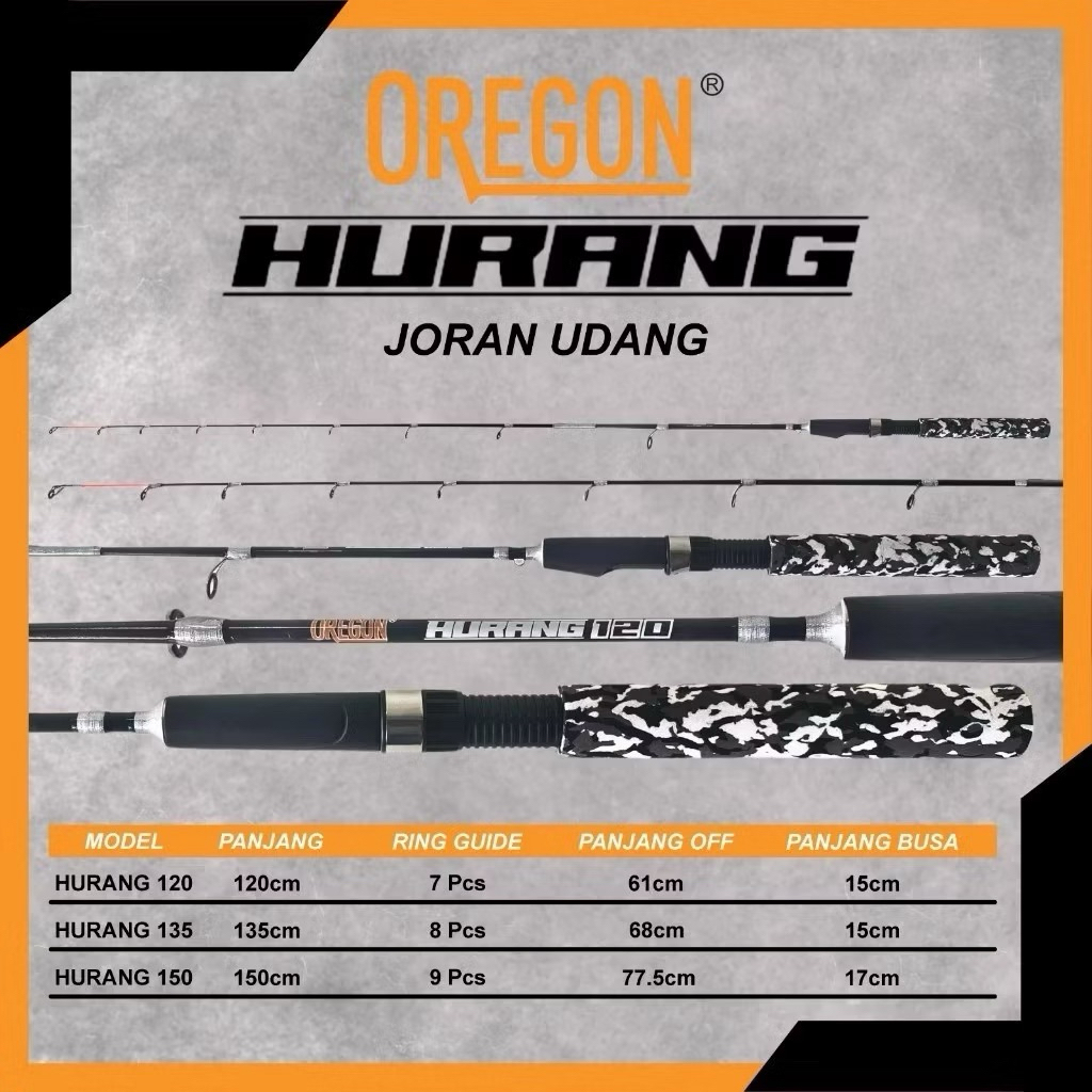 Joran Pancing Oregon Hurang Joran Udang Lentur Sambung 2 Panjang 100cm - 150cm