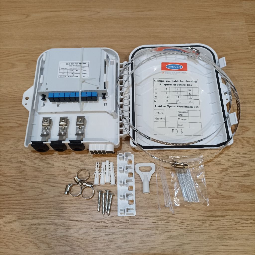 odp 8 core lengkap spliter box  1:8 sc upc / odp 8 core / odp 8 core lengkap / odp box 8 core