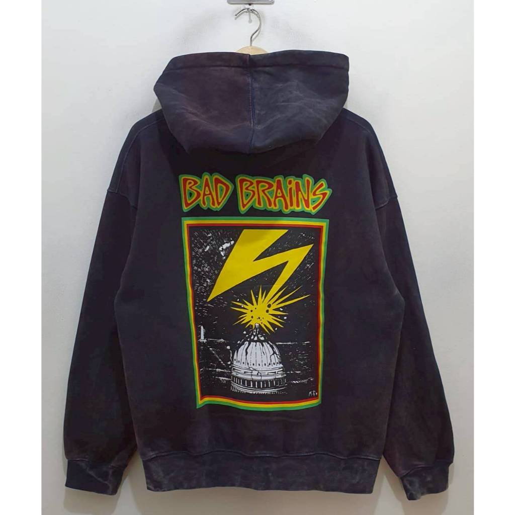 HOODIE SWEATER MUSIC BAD BRAINS LOGOTYPE ACID WASH
