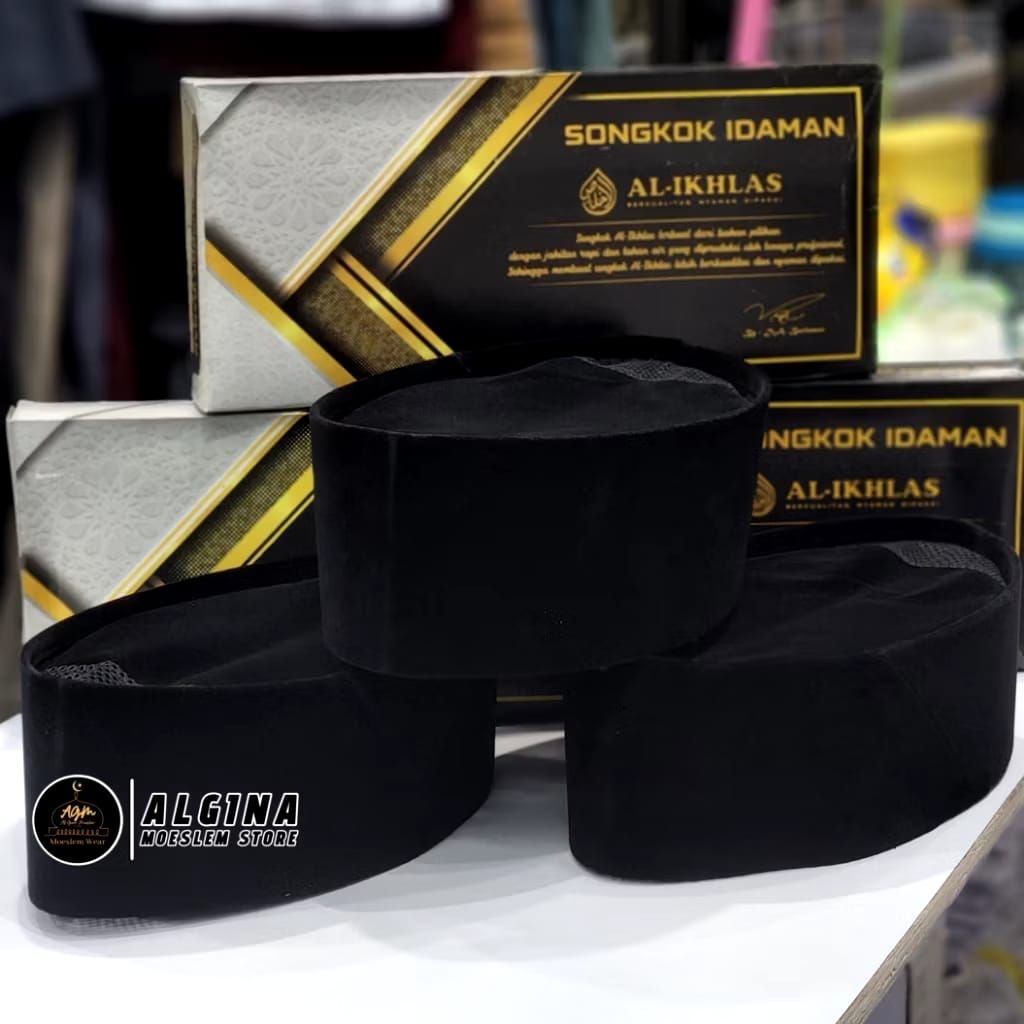 Songkok Hitam Tinggi 9 & 8 Cm / Peci Hitam / Kopiah Hitam Songkok
