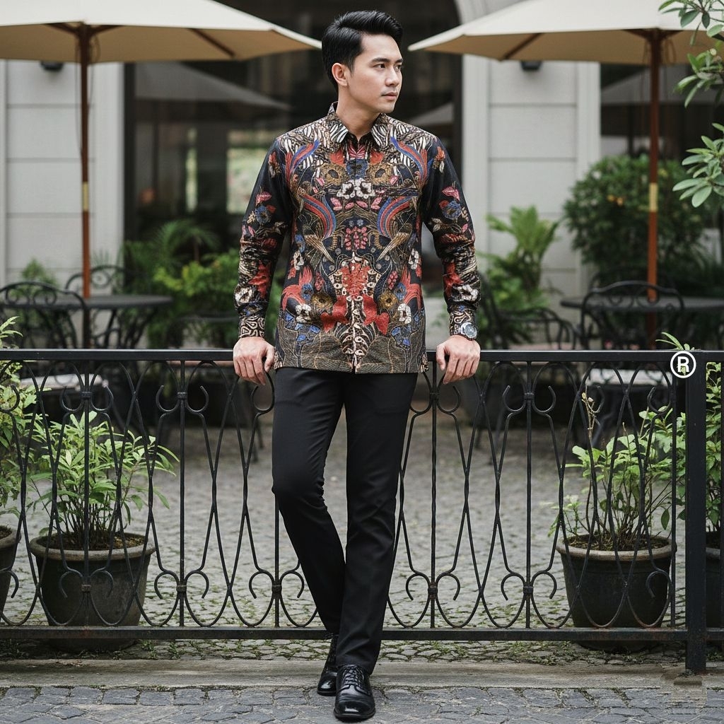 kemeja batik pria bahan dobby