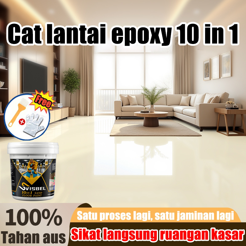 cat epoxy lantai 10 dalam 1 Cat Lantai Cocok untuk rumah, pabrik,garasi Cepat kering 6 jam cat lanta