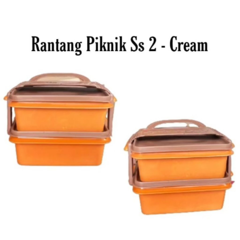 RANTANG PIKNIK 2 SUSUN CREAM / RANTANG PLASTIK 2 SUSUN