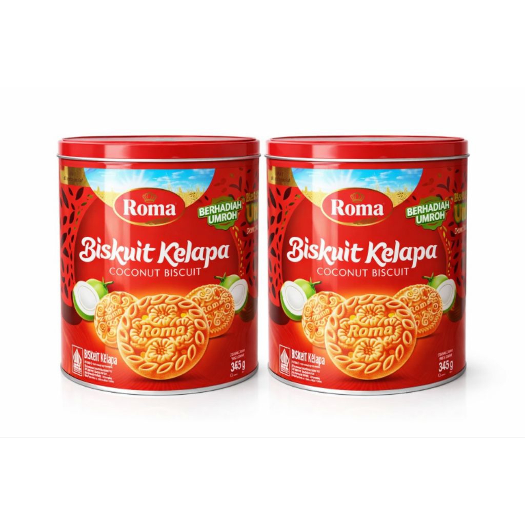 Roma Biskuit Kelapa Kaleng 345g | isi 6, 3, 1 Toples Biskuit Kelapa Gurih & Renyah | Asli Mayora