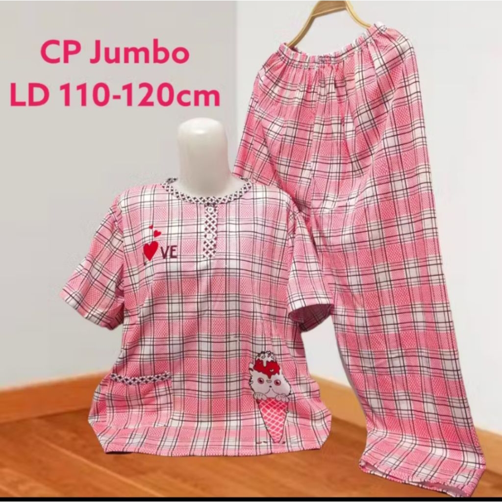 Baju Tidur Wanita Bahan Kaos Tebal Ukuran Jumbo Celana Panjang