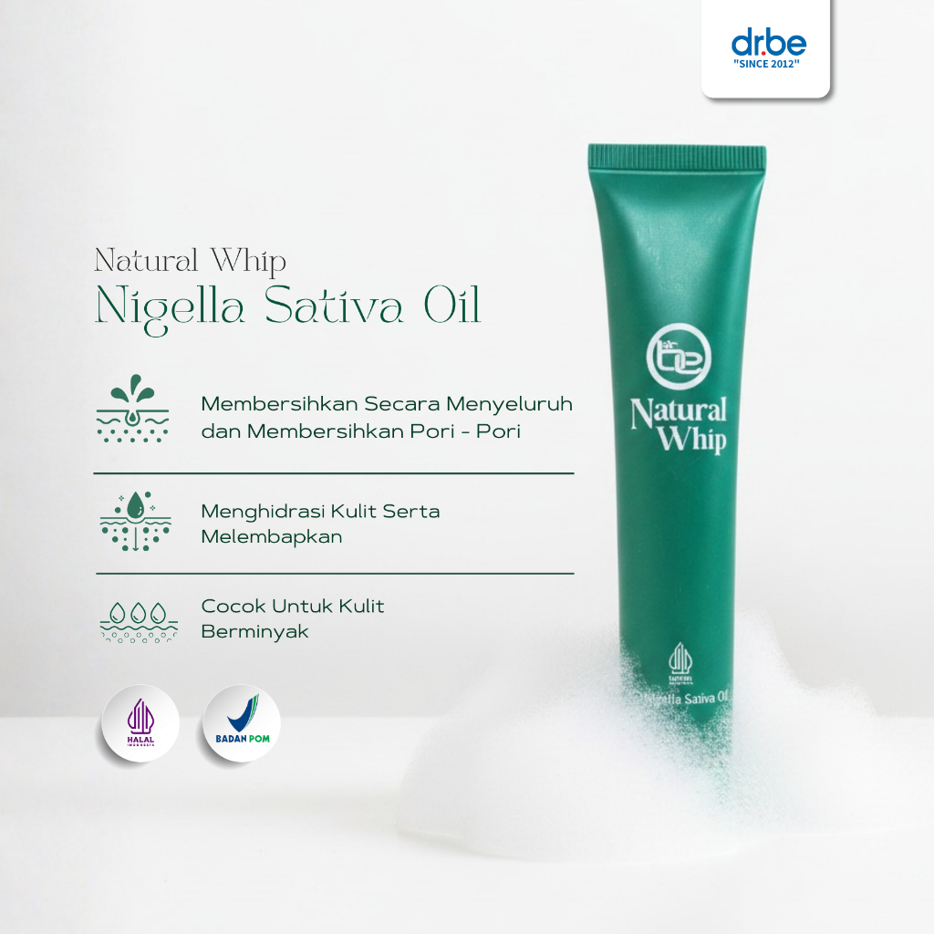 dr be glow - Natural whip facial wash Nigella - Sabun Cuci Muka Mencerahkan & Memudarkan jerawat