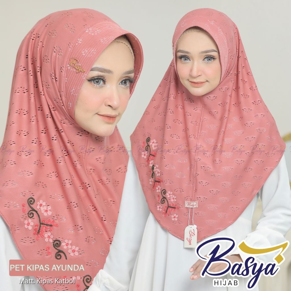 [BASYA] PET KIPAS AYUNDA•hijab instan pet motif•hijab jersey katbol•jilbab bolong•hijab instan emboi