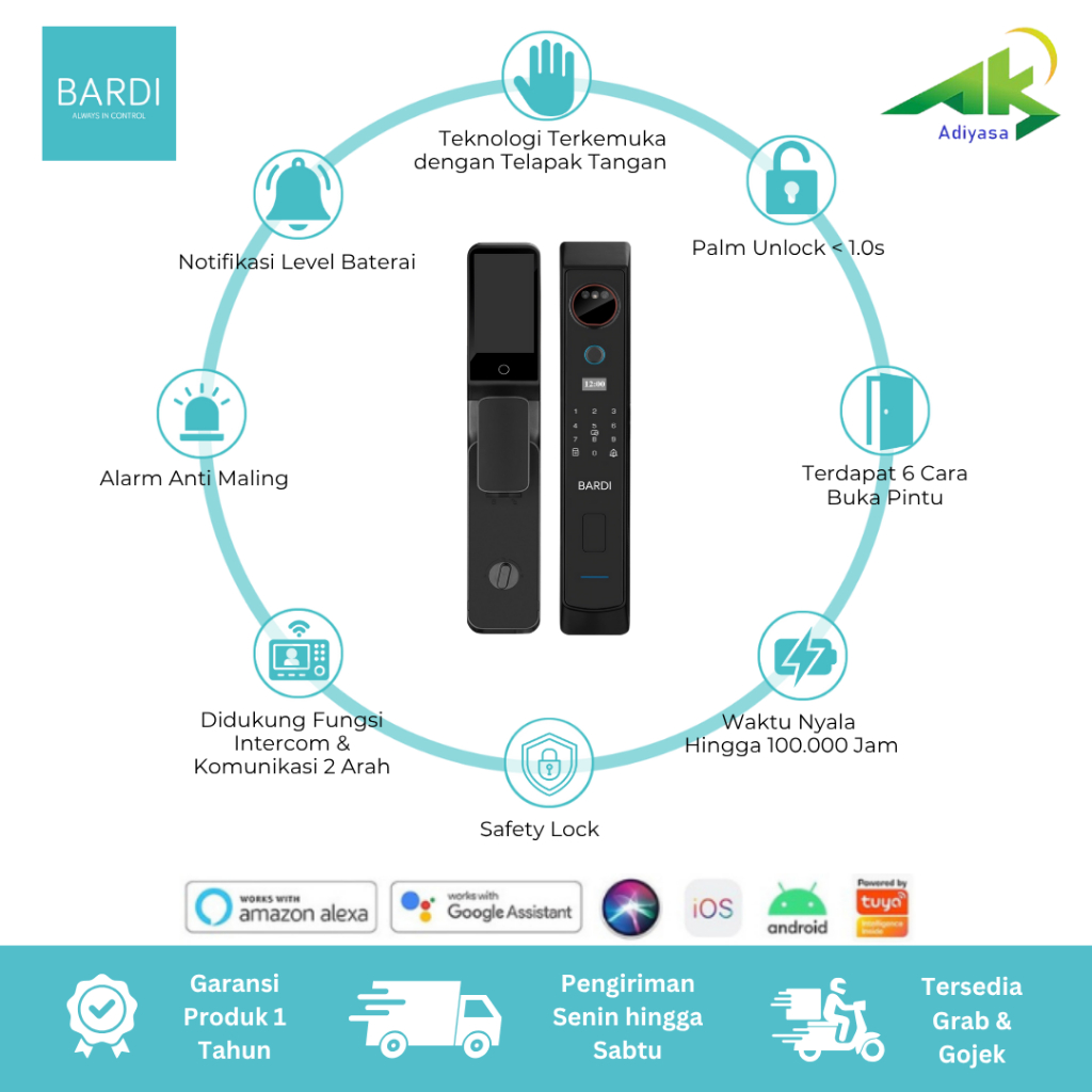 BARDI Smart Door Lock Palm - Smart Door Lock Telapak Tangan