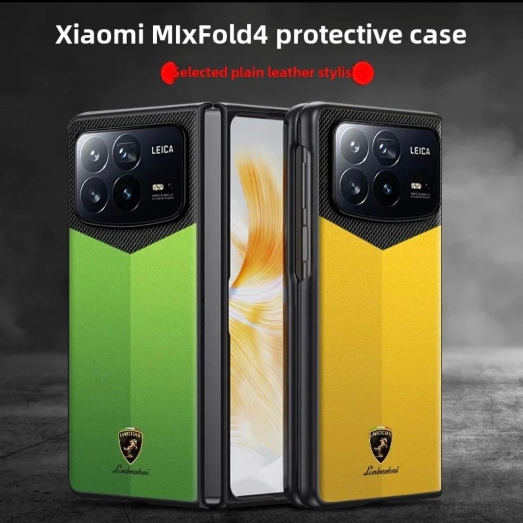 Lambo Carbon Fiber Leather Case for Xiaomi Mix Fold 3 / Fold 4 Premium - Kuning, Mix Fold 3