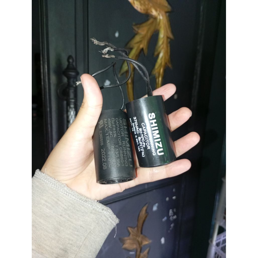 Kapasitor Pompa Mesin air Shimizu 8uf/8mikro Original asli 450VAC 370VAC||Kapasitor Ready Medan