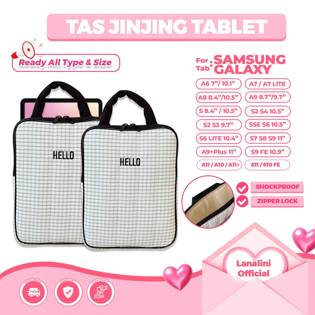 Tas Tablet Jinjing Samsung Galaxy Tab A11 S11 A9+ A9 Plus 11" A7 A8 10.5 inch S5e S7 S8 S9 S10 Lite 