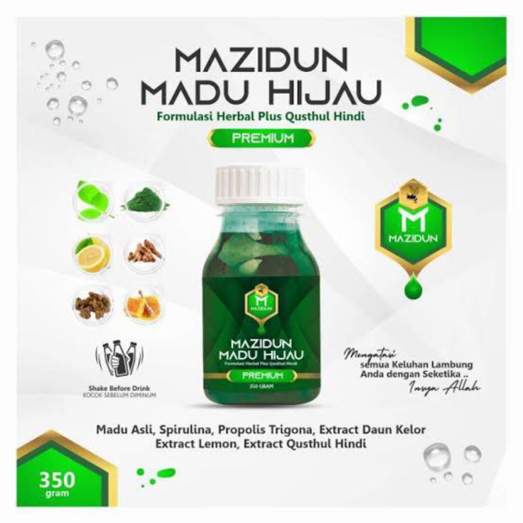 Mazidun Madu Hijau Herbal Plus Qusthul Hindi 350 Gram Spesialis Masalah Lambung