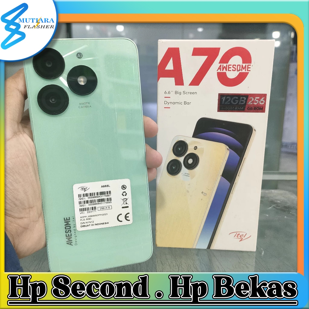 iTel A70 Ram 3/128GB | Ram 4/64GB | Ram 4/128GB | Ram 4/256GB | Ram 8/128GB Bekas Original Flasher S