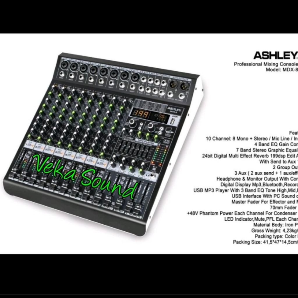 Mixer Ashley MDX8 Ashley MDX 8  MDX8  Original 8 Channel Bluetooth Usb