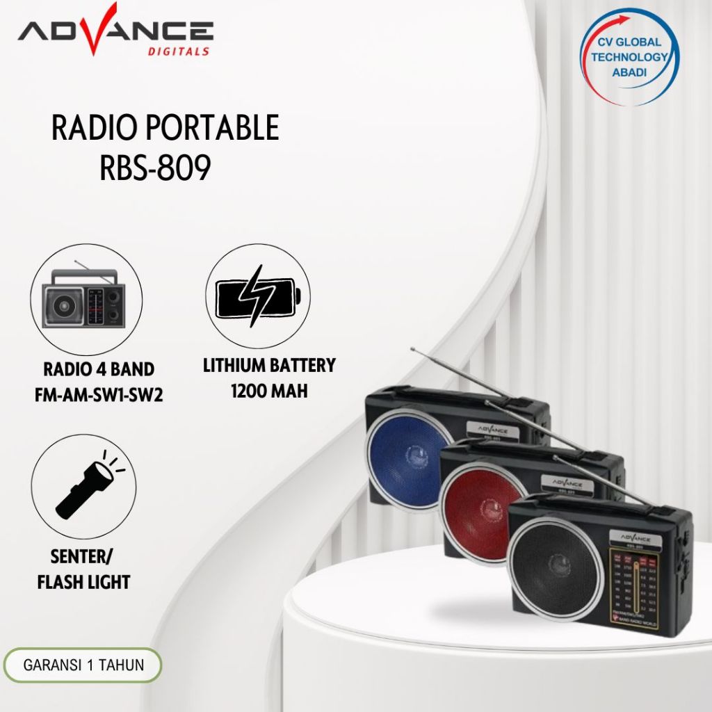 Advance Speaker Radio RBS-809 4 BAND RADIO / Radio Jadul + Senter