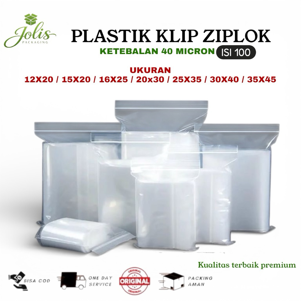 Plastik klip ziplok satuan 40 micron berbagai ukuran 12x20/15x20/16x25/20x30/25x35/30x40/35x45