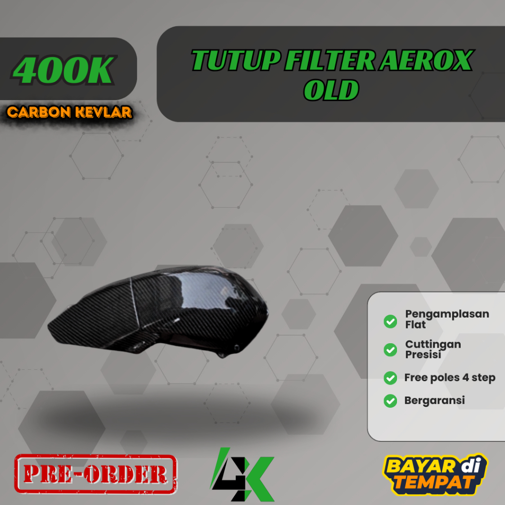 Tutup filter Aerox old Carbon kevlar / Karbon fiber