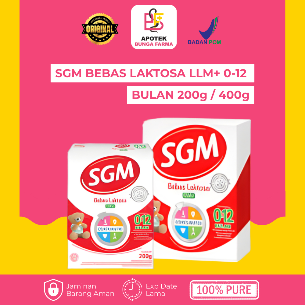 SGM BEBAS LAKTOSA LLM+ 0-12 BULAN 200g / 400g - Susu Formula Medis - Susu Bebas Laktosa - Susu Bayi