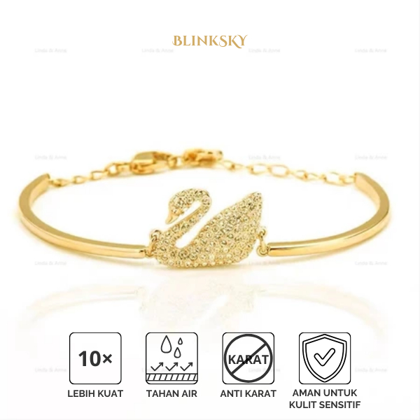 Gelang Tangan Bangle Premium Anti Karat Trendi Model Angsa Swarovski Gelang Tangan Perhiasan Wanita 