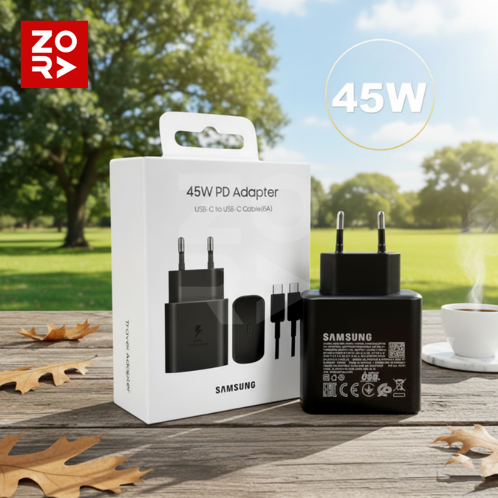ZORA Adaptor Samsung Charger 45W PD Adapter Super Fast Charging 2.0 Original Type C to C 5A Kabel Da