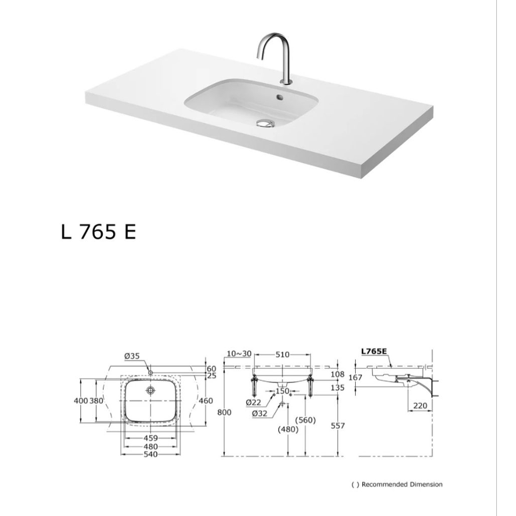 WASTAFEL CUCI TANGAN TOTO  Under Counter Lavatory Kualitas 1 Grade A L765E