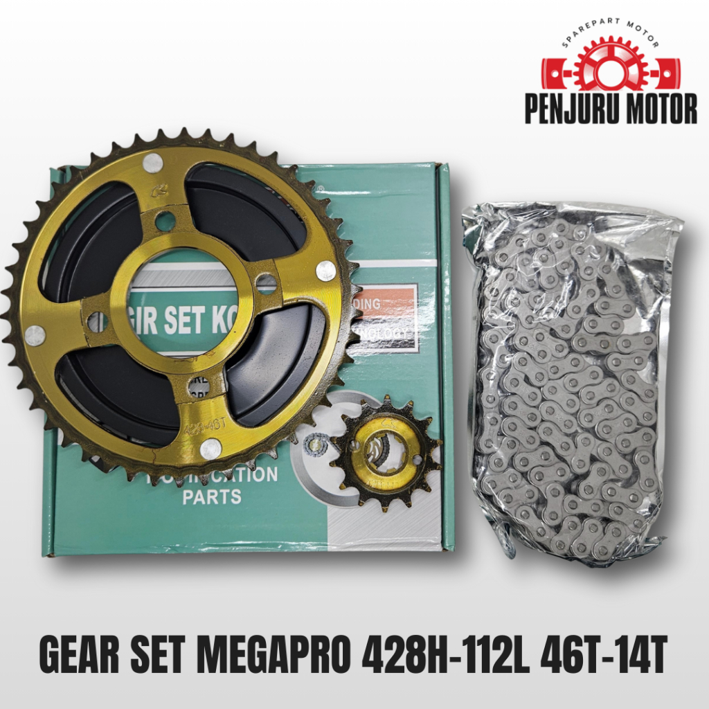 Gear Set Assy Megapro 428h-112l 46t-14t - Gear Gir Set Gir Ger Paket Komplit Megapro