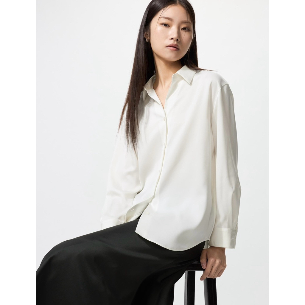 UNIQLO Satin Blouse Long Sleeve