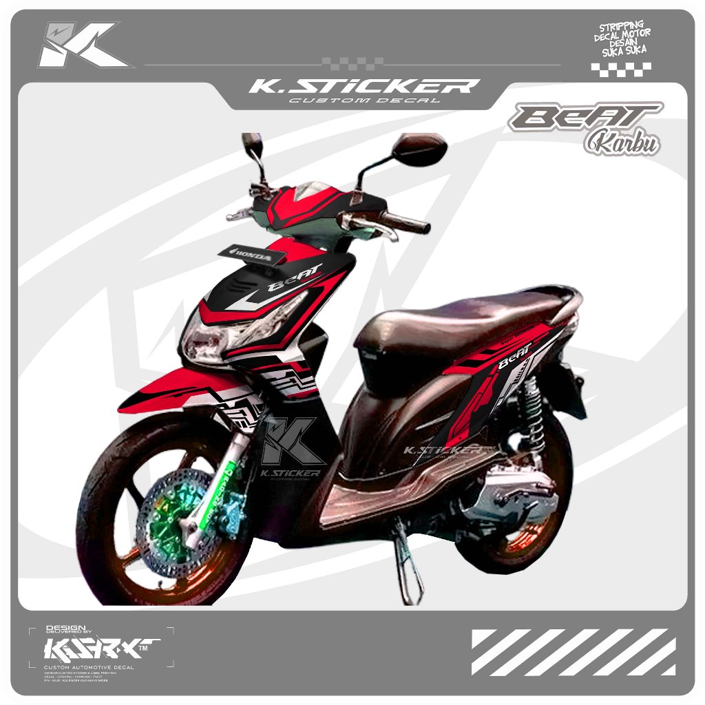 DECAL STICKER HONDA BEAT KARBU BLUEBEAM BIRU RACING