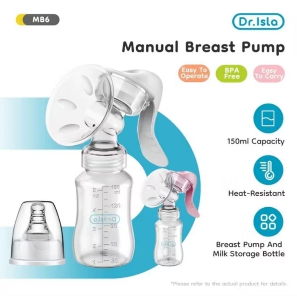 Dr.Isla Manual Massage Breast Pump Pompa AsiManual MB6 Pompa ASI Manual Portabel Tanpa BPA, Nyaman D