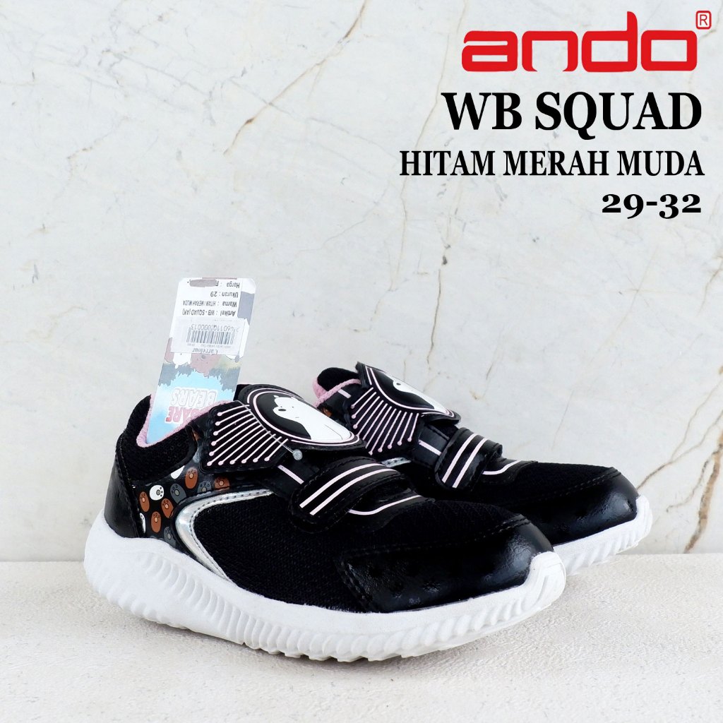 Sepatu ANDO karakter perempuan - size 29-35 - WB SQUAD / HK STREET ART - sepatu sekolah anak ando