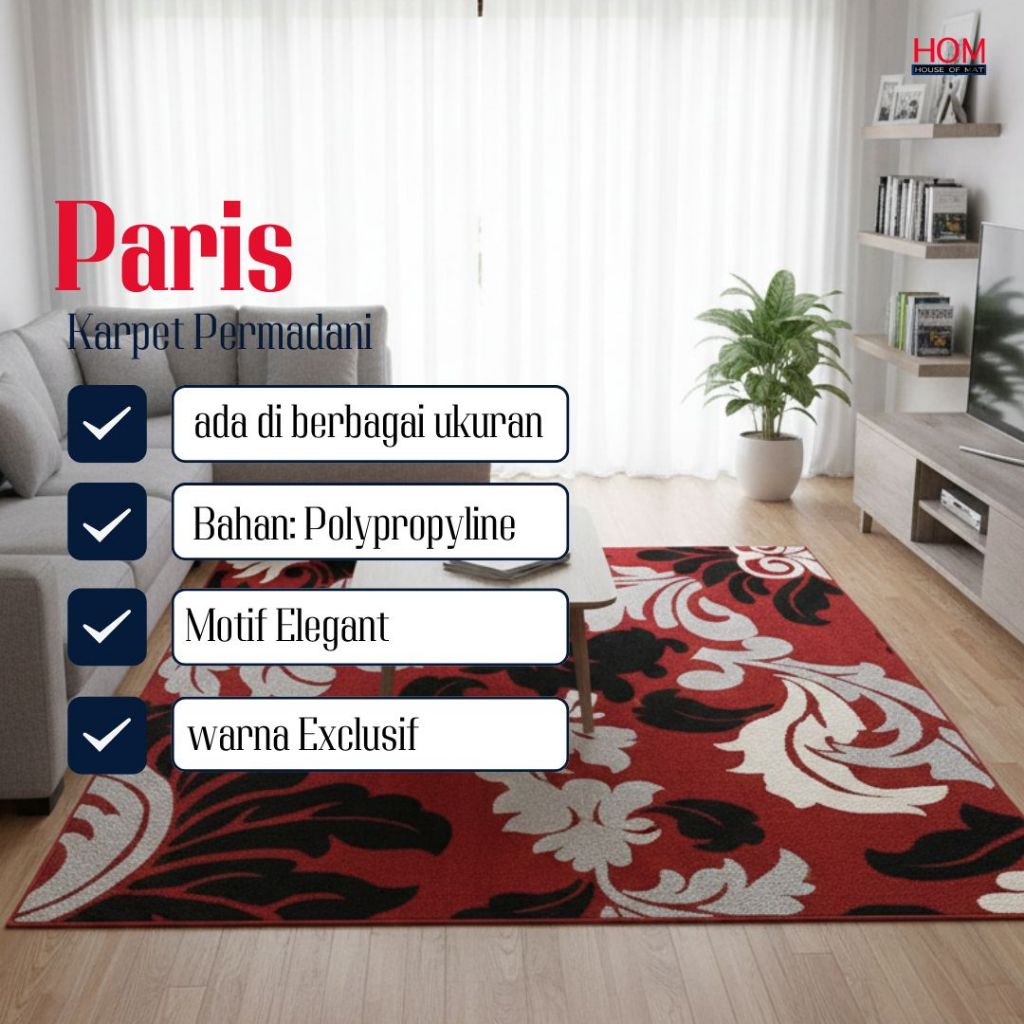 [HOM RUGS] KARPET PERMADANI PARIS 105x150 / KARPET PARIS MOTIF BUNGA  / KARPET TEBAL PREMIUM PARIS