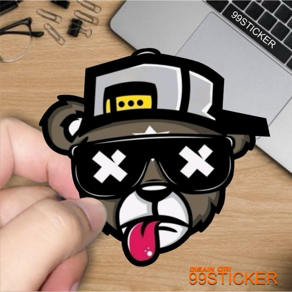 stiker panda, panda, stiker panda lucu, stiker bertestur timbul putih dan hologram