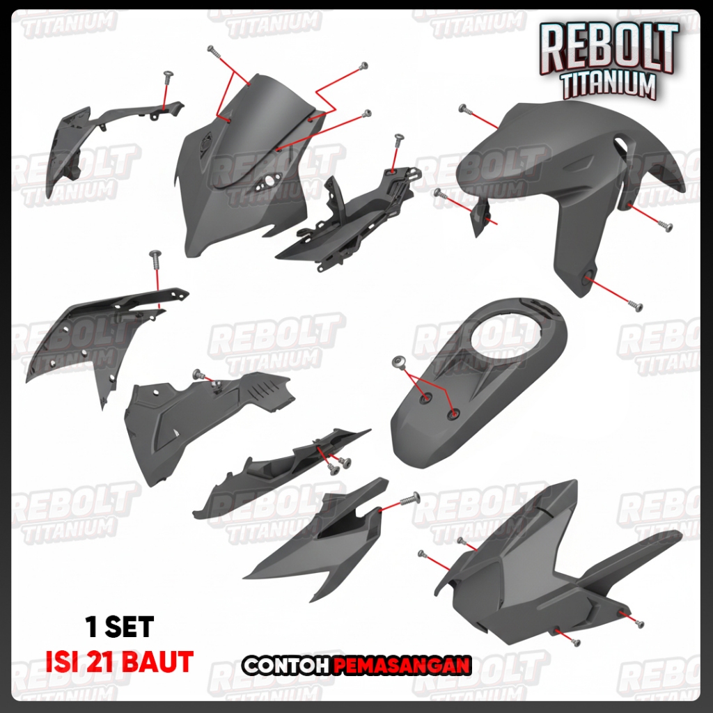 Baut Titanium Full Set Body CBR 250RR K64N 2023 Grade 5 REBOLT