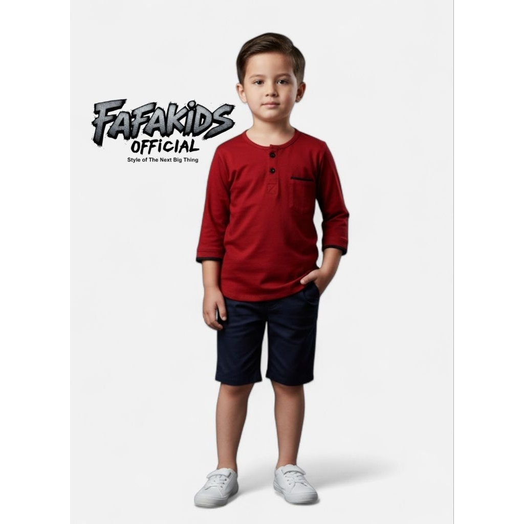 Kaos Baju Kurta Anak Laki-laki - Kurta Uwais - Pakaian Muslim Anak - Kurta - Katun Combed 24s-Fafaki